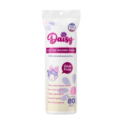[1040005] Daisy Cotton Round Pads Press Side 80pcs