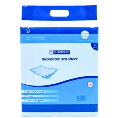 [12040093] Disposable Bed Sheet 80cmx145cm 5Pieces